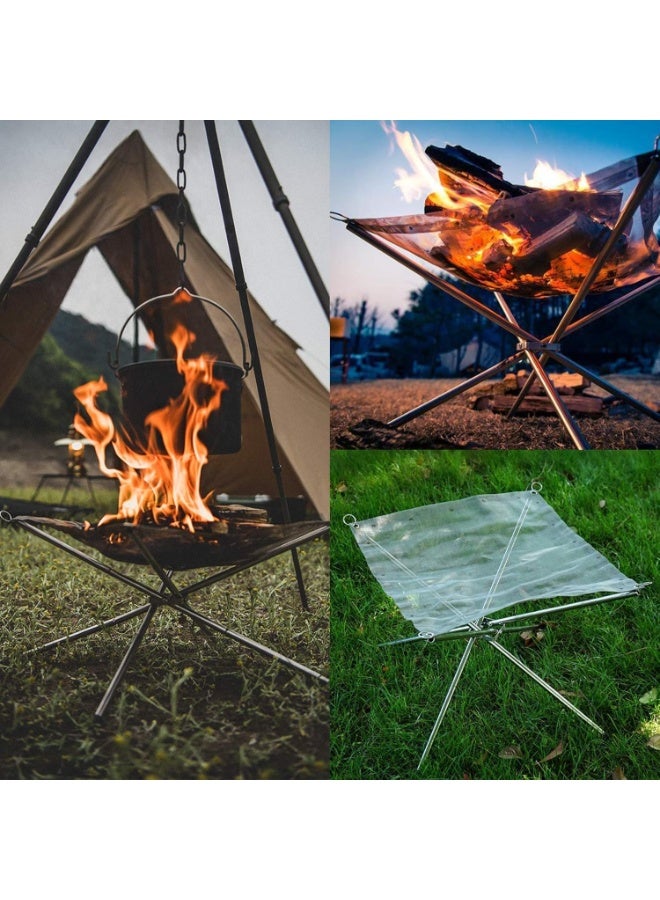 PEETTA Portable outdoor fire pit 22 inch upgrade foldable stainless steel mesh fire pit wood burning, collapsible fireplace space saving perfect for camping, backyard, patio, garden (carrying bag included) - Image 5